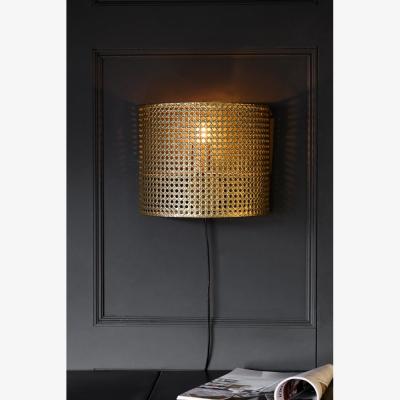 Rockett St George Gold Metal Wicker Effect Plug In Wall Light