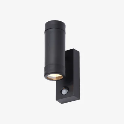 The Range Rhyl Outdoor Up and Down Wall Light with PIR Sensor - Black