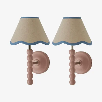 The Range Bobbins Rose Wall Light with Trim Scallop Shade - Powder Blue / 2