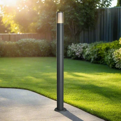 The Range LILLY Ribbed GU10 Outdoor Bollard Post Light IP44 - Anthracite Dark Grey