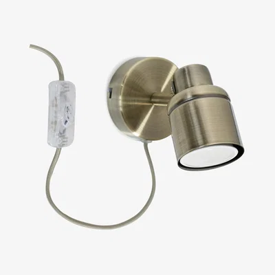 The Range Benton Gold Spotlight Plug-In Indoor Wall Light - Antique Brass