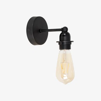 The Range Cambourne Industrial Satin Black Pipework Single Wall Light - Black