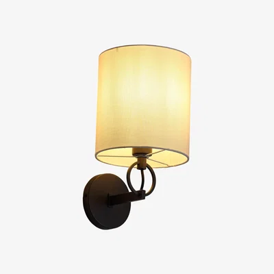 The Range Livingandhome Metal Wall Light with Fabric Open Lampshade - Black + White