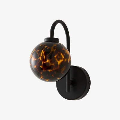 The Range Chiara Matte Black Leopard Print Glass Globe Wall Light - Matte Black