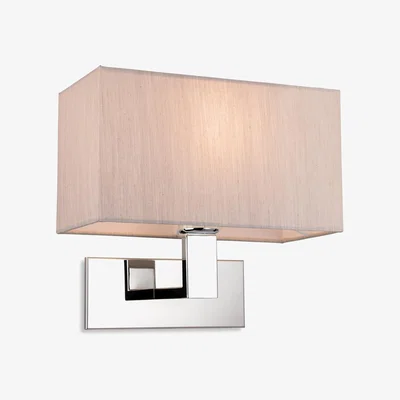 The Range Raffles Wall Lamp Chrome Rectangle Oyster Shade - Chrome with Oyster Shade