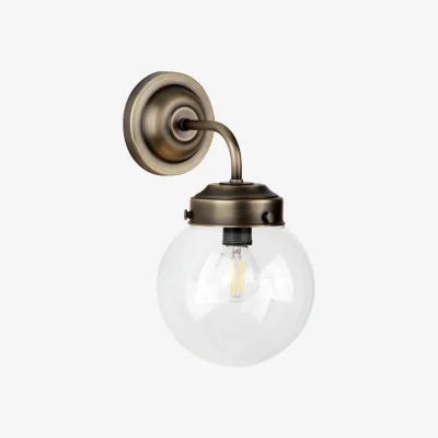 The Range Fairfax Wall Light Antique Brass Glass