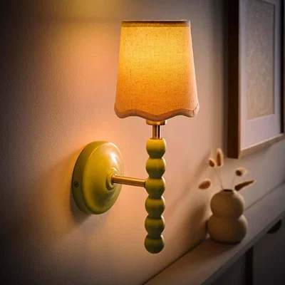 The Range Bobbins Pastel Wall Light with Scallop Shade - Sage Green / 1