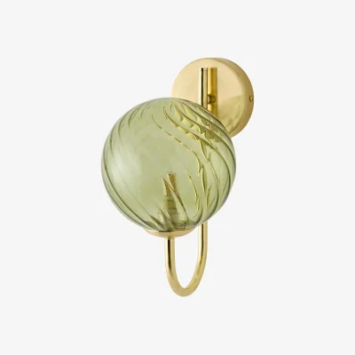 The Range Sydney Single Glass Swirl Shade Metal Wall Light Fitting - Brushed Gold / 1 / No - Gold