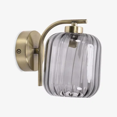 The Range Amelie Gold Stem Single Ribbed Glass Lamp Wall Light with LED Bulbs - Gold