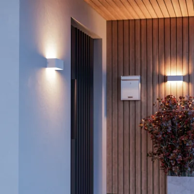 The Range EGLO Sania-Z Smart Control LED White Cube Aluminium Wall Light - White