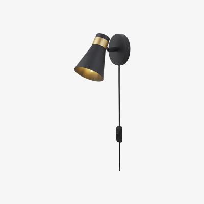The Range Matt Black and Gold Plug In Wall Light  - Black