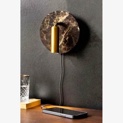 Rockett St George Marble Effect Wall Light With USB Phone Charger