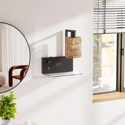 The Range E27 Wall Light with Digital Clock and Modern LED Display - Black