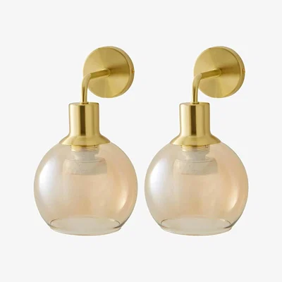 The Range Bellamy Glass Globe Rechargeable Wall Light - Gold / 2
