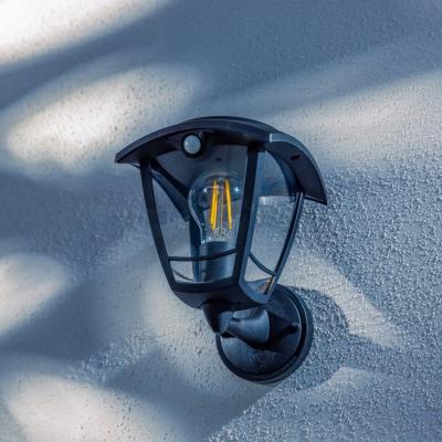 The Range CGC LARA Black Solar Outdoor Wall Lantern PIR Motion Sensor  Filament LED - black