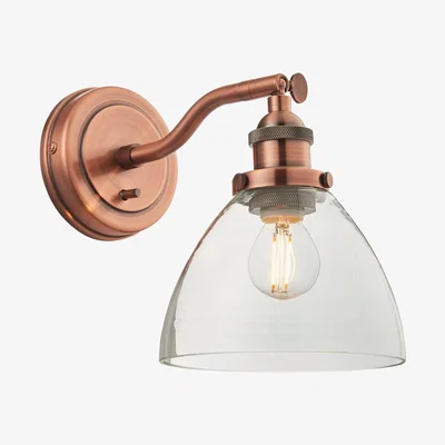 The Range Hansen 1 Light Wall Glass Aged Copper Plate E14 - Clear Glass