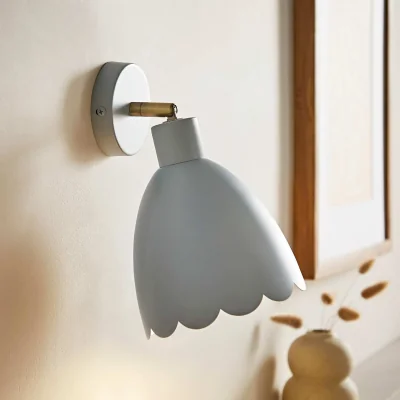 The Range Millie Scallop Adjustable Wall Light - Powder Blue / 0.73kg / Metal