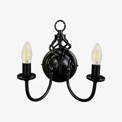 The Range Barley Twist 2lt Wall Light - Black Paint
