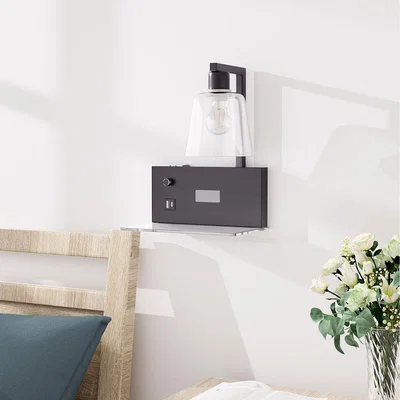 The Range E27 Retro Creative Wall Lamp with Digital Clock - Black