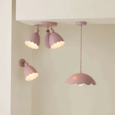 The Range Millie Scallop Adjustable Wall Light - Rose Pink / 0.35kg / Metal