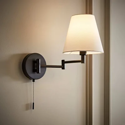The Range Sonia Pair Swing Arm Wall Light with Tapered Shade - Black