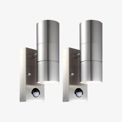 The Range Set Of 2 Blaze Marine Grade Steel Motion Sensor Wall Lights - Marine Grade & Clear