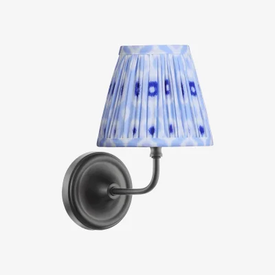 The Range Padme Wall Light Matt Black With Ikat Shade