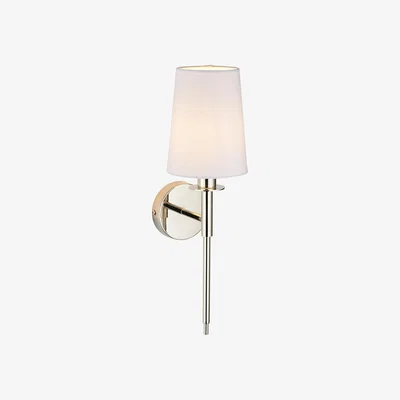 The Range Florence Wall Lamp Bright Nickel Plate Vintage White Fabric - Bright Nickel Plate & Vintage White Fabric