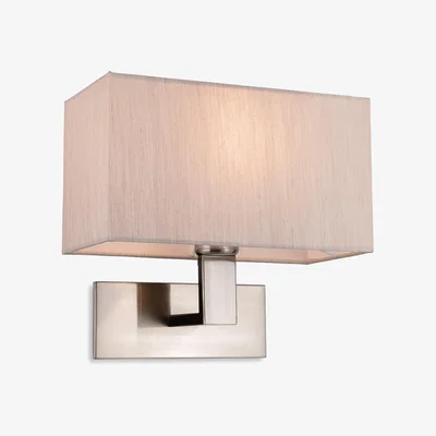 The Range Raffles Wall Lamp Brushed Steel Rectangle Oyster Shade - Brushed Steel with Oyster Shade