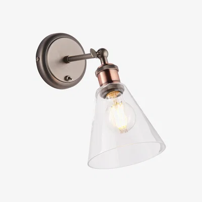 The Range Hal Metal Wall Lamp Aged Pewter Aged Copper Plate - Aged Pewter & Aged Copper Plate / Glass