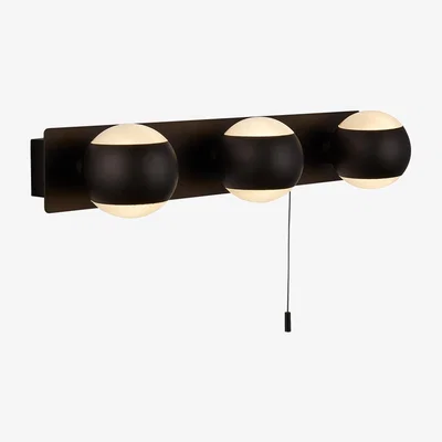 The Range Florez Matt Black 3Lt Bathroom Wall Light - Black