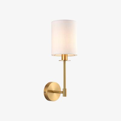 The Range Pistoia Shade Wall Lamp Satin Brass Plate Vintage White Fabric - Satin Brass