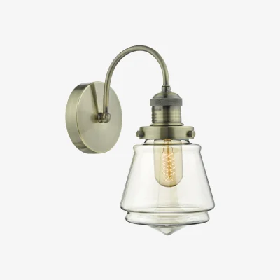 The Range Curtis Wall Light Antique Brass Champagne Glass