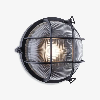 The Range Turin Outdoor Bulkhead Wall Light Round Black IP65 E27 - Black