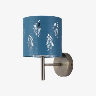 The Range Brea Antique Brass Wall Light With Teal Fern Shade - Antique Brass & Teal