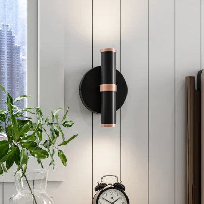 The Range Modern Minimalist Two Lights Wall Lamp - Sand Black and Rose Gold