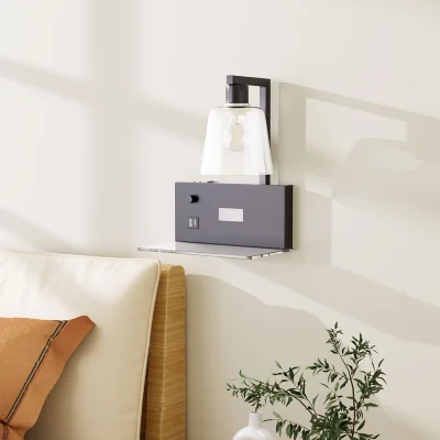 The Range Sleek Wall Light with Digital Clock - Black
