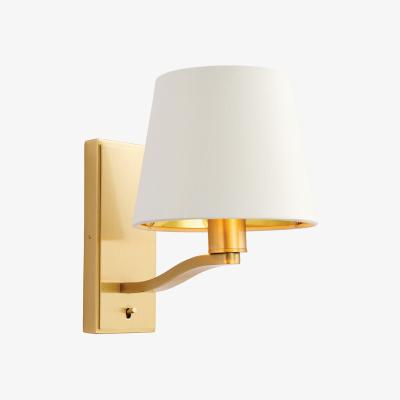 The Range Harvey 1 Light Indoor Wall Light Satin Brushed Gold Vintage White Faux Silk - Satin Brushed Gold / 1.1kg