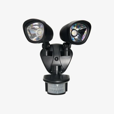 The Range Lune Outdoor Twin LED Flood Light With PIR Sensor - Black