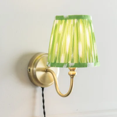 The Range Neely Antique Brass Plug In Wall Light - Green