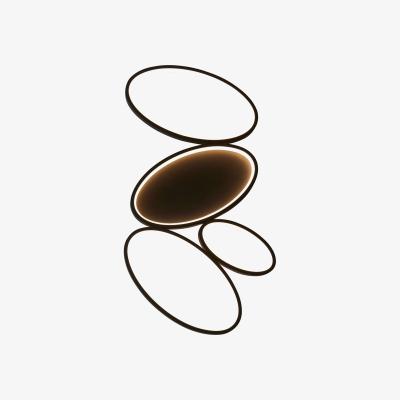 The Range Ovals Modern Designer 4 Ring LED Wall Light Textured Black Finish - Textured Black & White Silicone