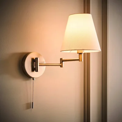 The Range Sonia Swing Arm Wall Light with Tapered Shade - Brushed Chrome / 0.55kg / 0