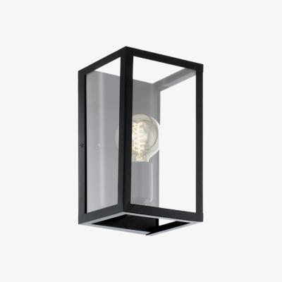 The Range Charterhouse Industrial wall light with caged design and visible lightbulb - Black