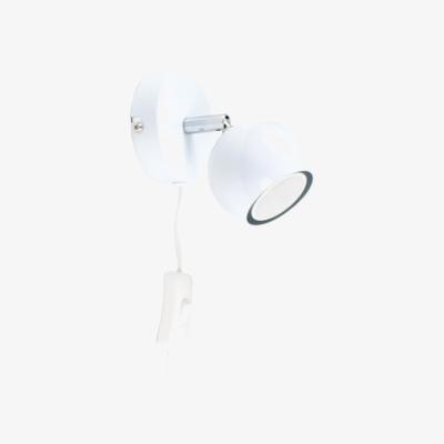The Range Modern Single Eyeball Plug-in Wall Spotlight in Gloss White Finish - White