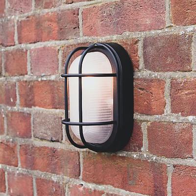 The Range Oval Grille Outdoor Wall Security Light - Black