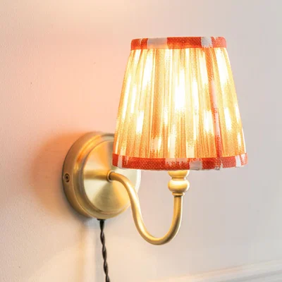 The Range Neely Antique Brass Plug In Wall Light - Orange
