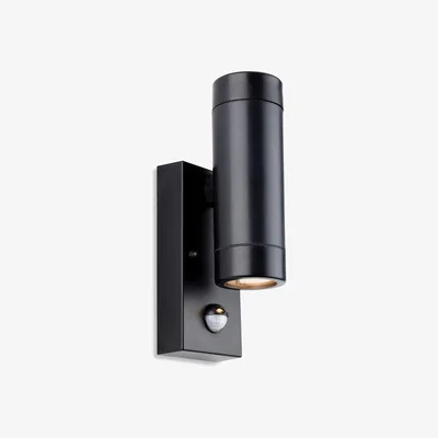 The Range Ravel Up Down Resin 2 Light Wall PIR Black IP54 - Black