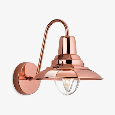 The Range Fisherman 1 Light Indoor Dome Wall Light Copper E14 - Clear Glass