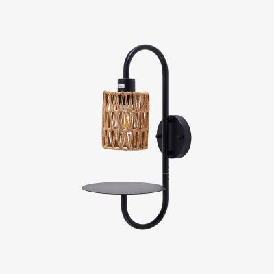 The Range Wall Light with Paper Rope Lampshade - Black