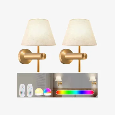The Range Rechargeable Cordless Wall Lamp with Remote RGB Light - gold